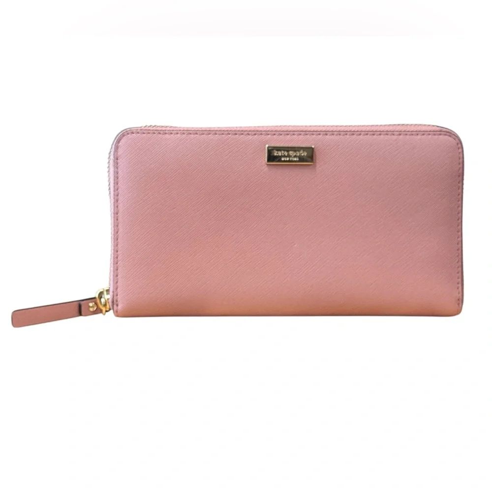 Kate Spade Newbury Lane Neda Zip Around Wallet Clutch Rose Pink Gold Wallet